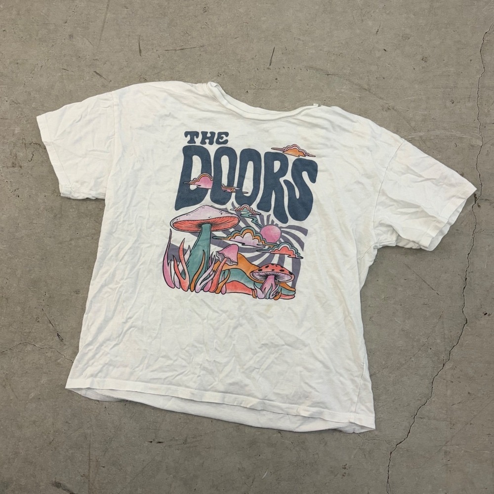 American Eagle The Doors Band Tee White Psychedelic Mushroom Graphic Shirt M